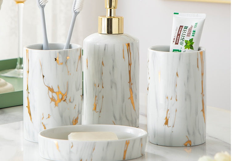 Maison Calméa “Épure” — 4-Piece Marble Ceramic Bathroom Set