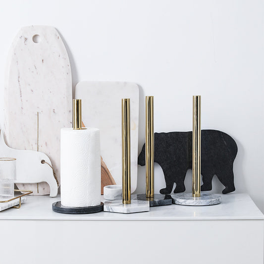 Maison Calméa “Brass Touch” — Marble & Brass Kitchen Roll Holder