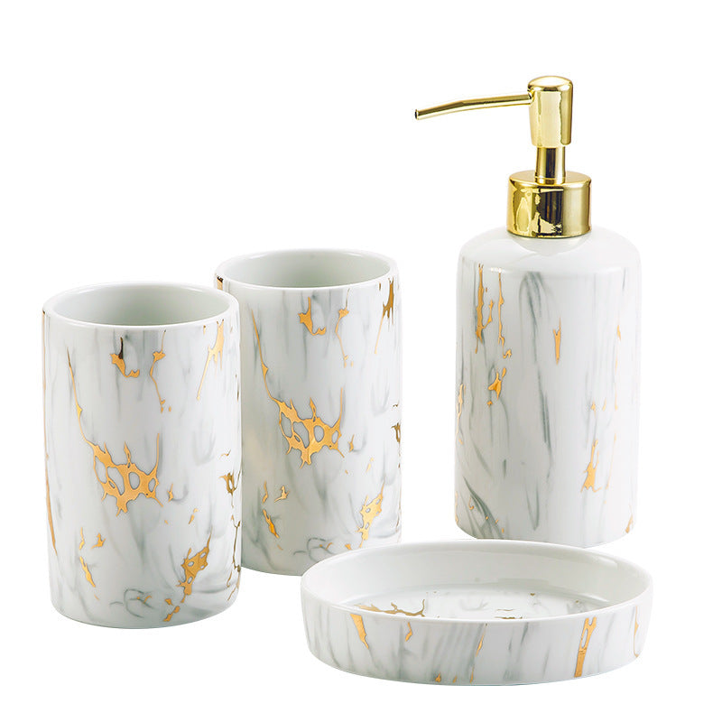 Maison Calméa “Épure” — 4-Piece Marble Ceramic Bathroom Set