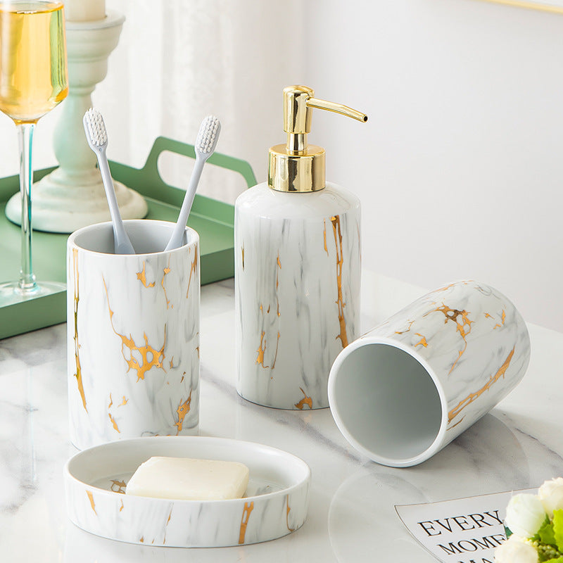 Maison Calméa “Épure” — 4-Piece Marble Ceramic Bathroom Set