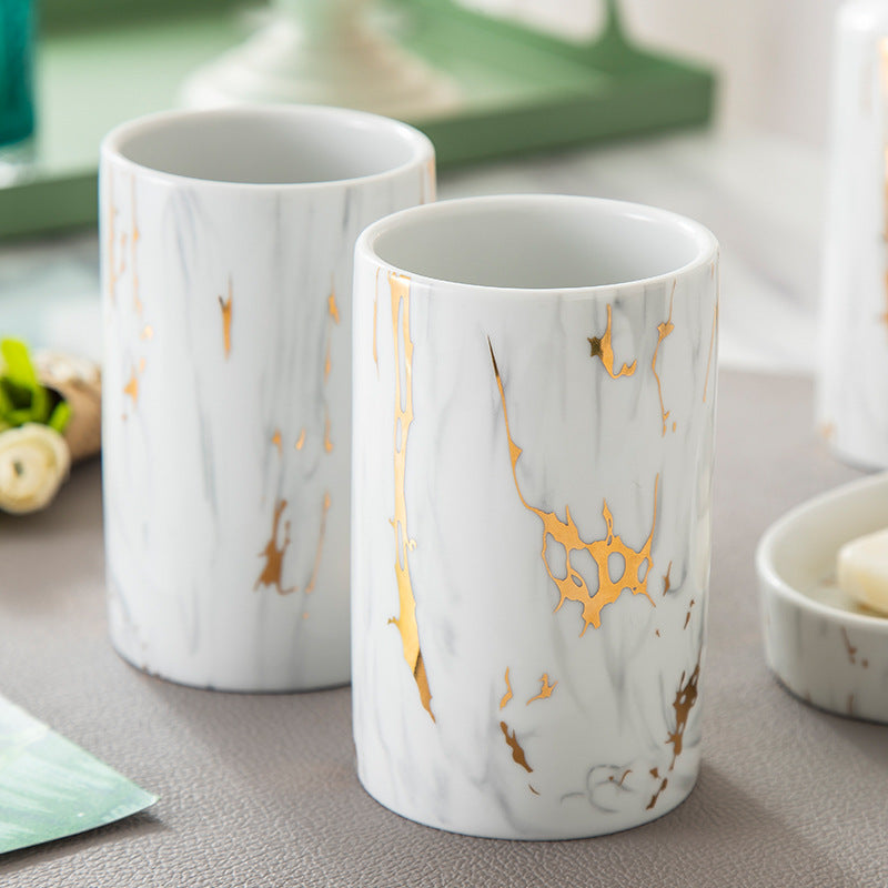 Maison Calméa “Épure” — 4-Piece Marble Ceramic Bathroom Set